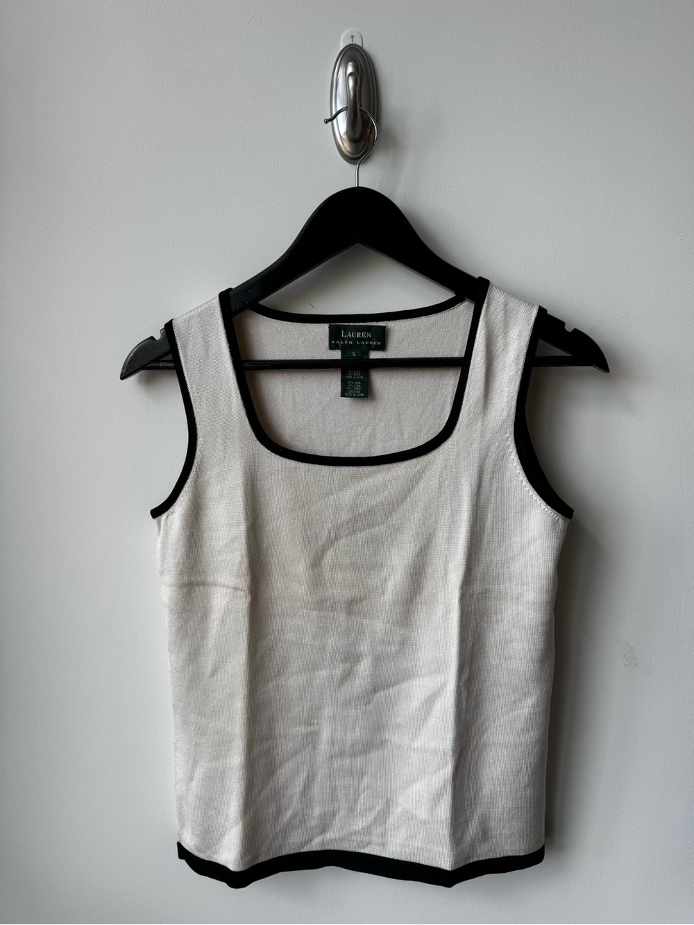 Lauren Ralph Lauren Cream Tank Top with Black Trim